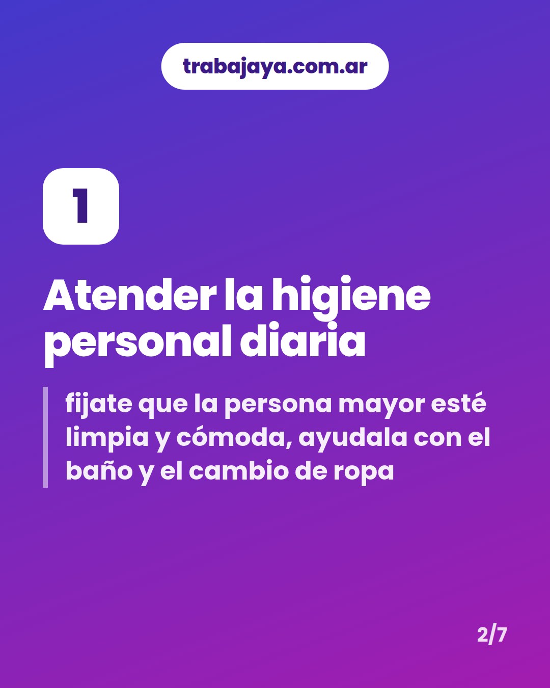 Cómo es trabajar de cuidador o cuidadora de personas mayores: placa 2 de 7