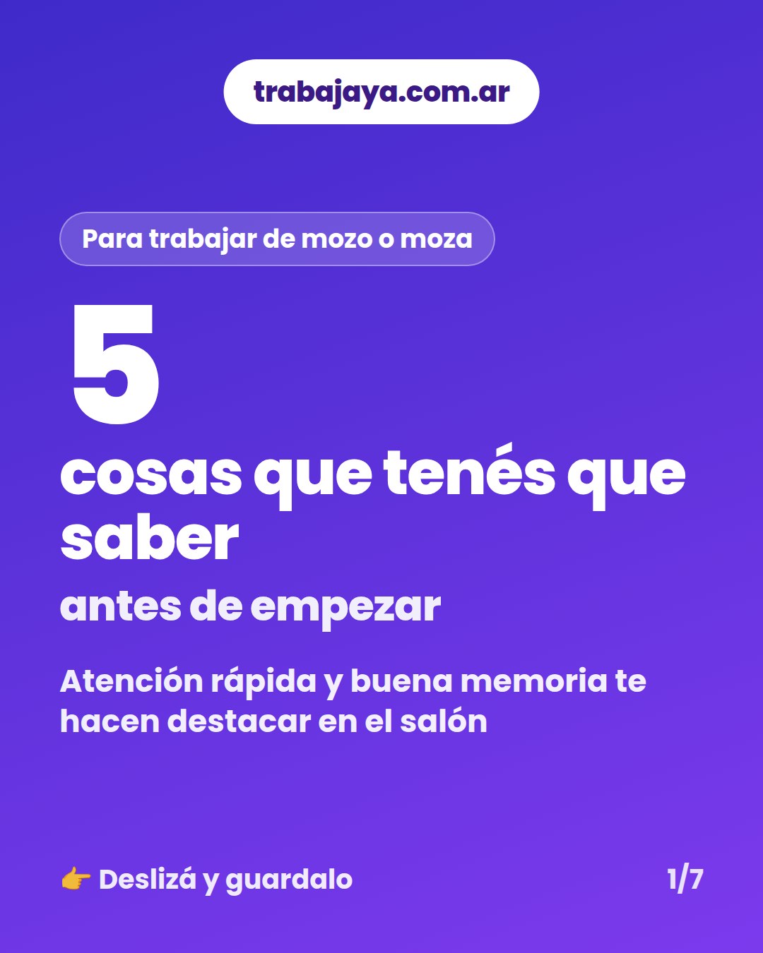 Cómo es trabajar de mozo o moza: placa 1 de 7